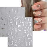 JMEOWIO Nagelsticker Marmor Linie 9 Blatt Nail Art Sticker Selbstklebend Nagelaufkleber Silver Bunt Decoratie Nageldesign Zubehör