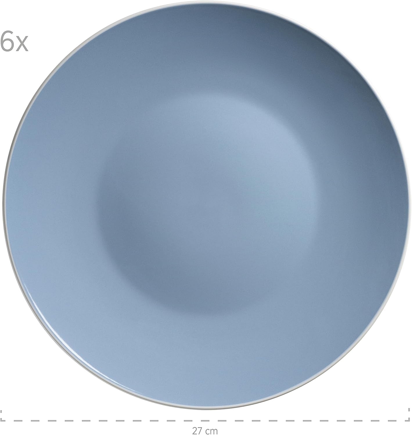 MÄSER 931844 Elissa-serie moderne serviesset voor 6 personen, blauw met witte rand, 24-delige combinatieset, keramiek