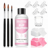 Polygel Straightening Solution, Polygel Slip Solution nagelkit, Straightening Solution 75 ml, inclusief 5 nageltipclips, 3 nagelborstels, 1 kristallen beker, 100 reinigingsvellen