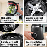 Highspeed-Standmixer Vitapower Serie 6 MMBD665B1, 45.000 U/Min, 6 Programma's Inkl Heiße Suppe & Reinigung, 2 L Mixbehälter, Stopfer, Spülmaschinenfeste Teile, Made in Europe, 1800W, Schwarz Kitchen Naty Shop