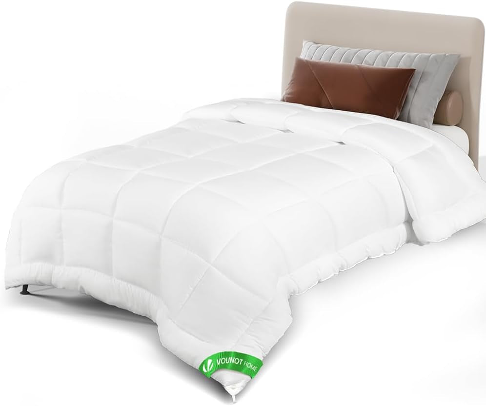 VOUNOT dekbed 155X200Cm, 4 seizoenen winterdekbedset van 2 500GSM, bestaande uit 2 aan elkaar geknoopte dekbedden Aanpasbaar dekbed voor zomer en winter, Oeko-Tex Standaard dekbedden en dekbedden Naty Shop Lichte zomerdeken 135X200Cm