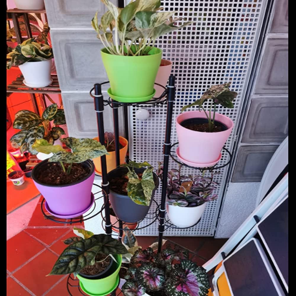 20 cm grote plastic bloempotten met schotels, witte zelfwatergevende bloempotten met schotels, plastic zaailingpotten, verdikte potten voor binnen- en buitenbeplanting (6 stuks)