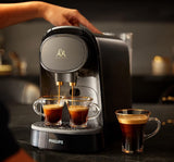 PHILIPS LM8012/60 Capsule-espressomachine - Twee doses, dubbel genot, 1 of 2 kopjes, Ristretto, espresso, Lungo of Grand Café Long, dubbele capsule, echte espressokwaliteit, pianozwart