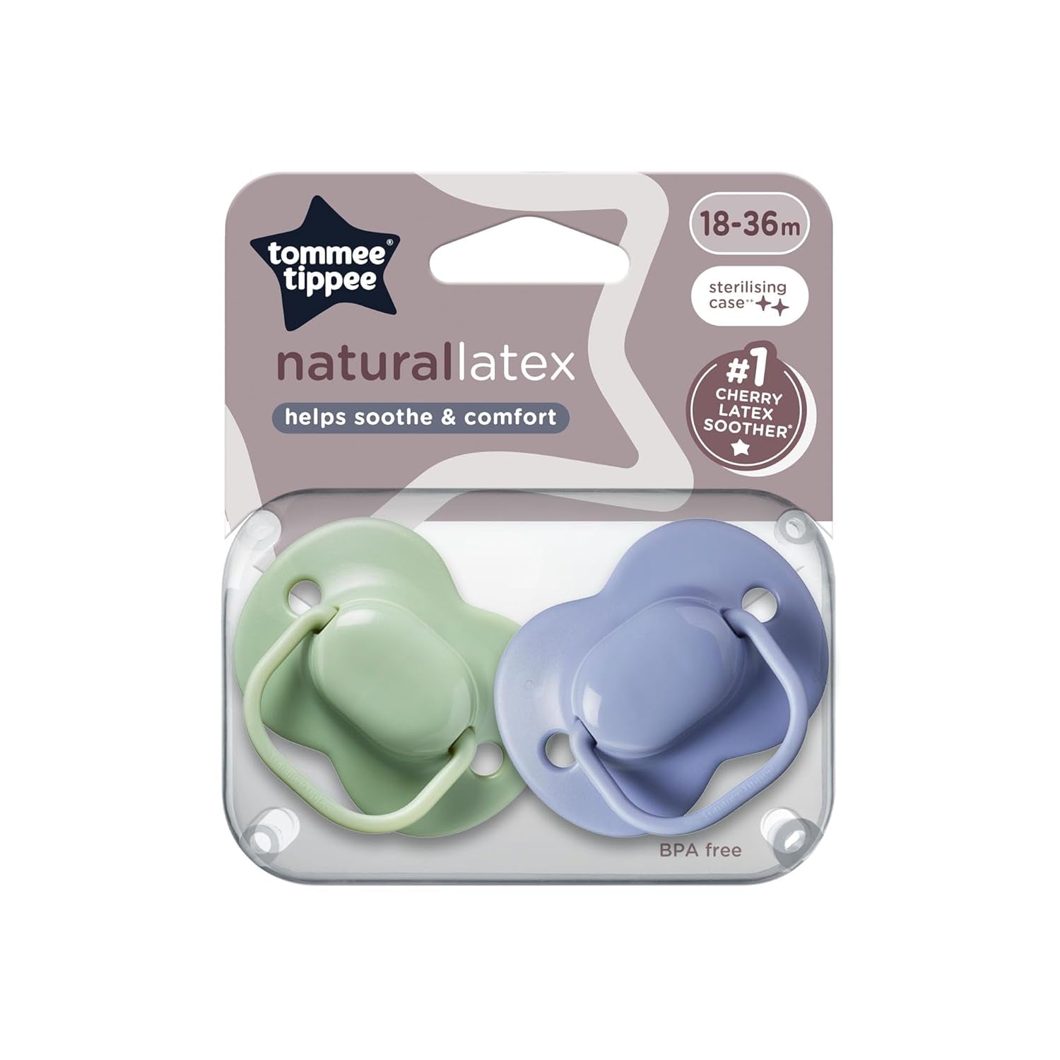 Tommee Tippee Cherry Latex Fopspenen 0-6 Maanden 2 Pack 100% Natuurlijke Latex Fopspenen Fopspenen