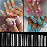 240 stuks heldere kunstnagels, valse nageltips, volledige dekking lange nagels, ballerina nageltips, volledige dekking Franse nageltips voor manicure