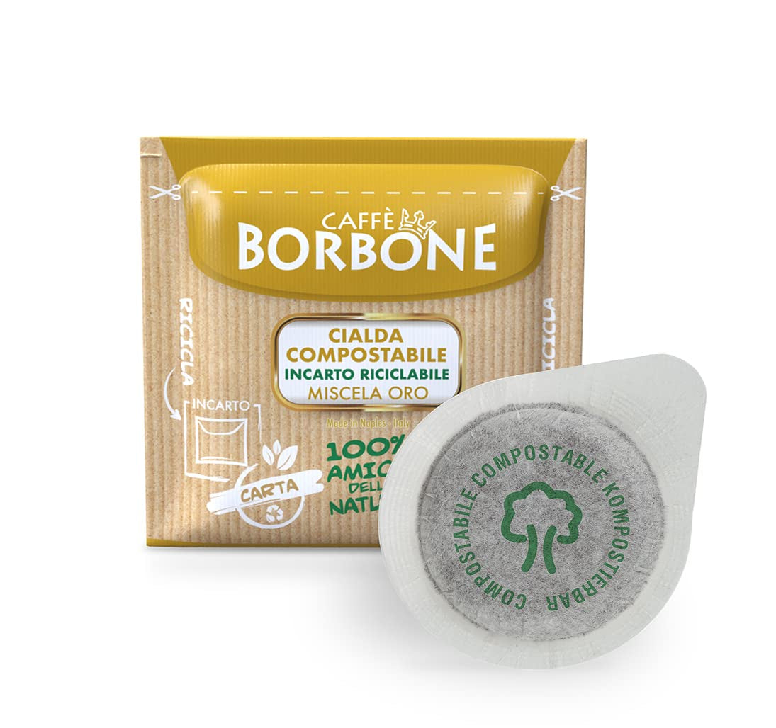 Caffè Borbone Kompostierbare Kaffeepads, Goud-Kaffeemischung - 100 Pads - Compatibel met ESE Systeem Papierblokken 44 mm