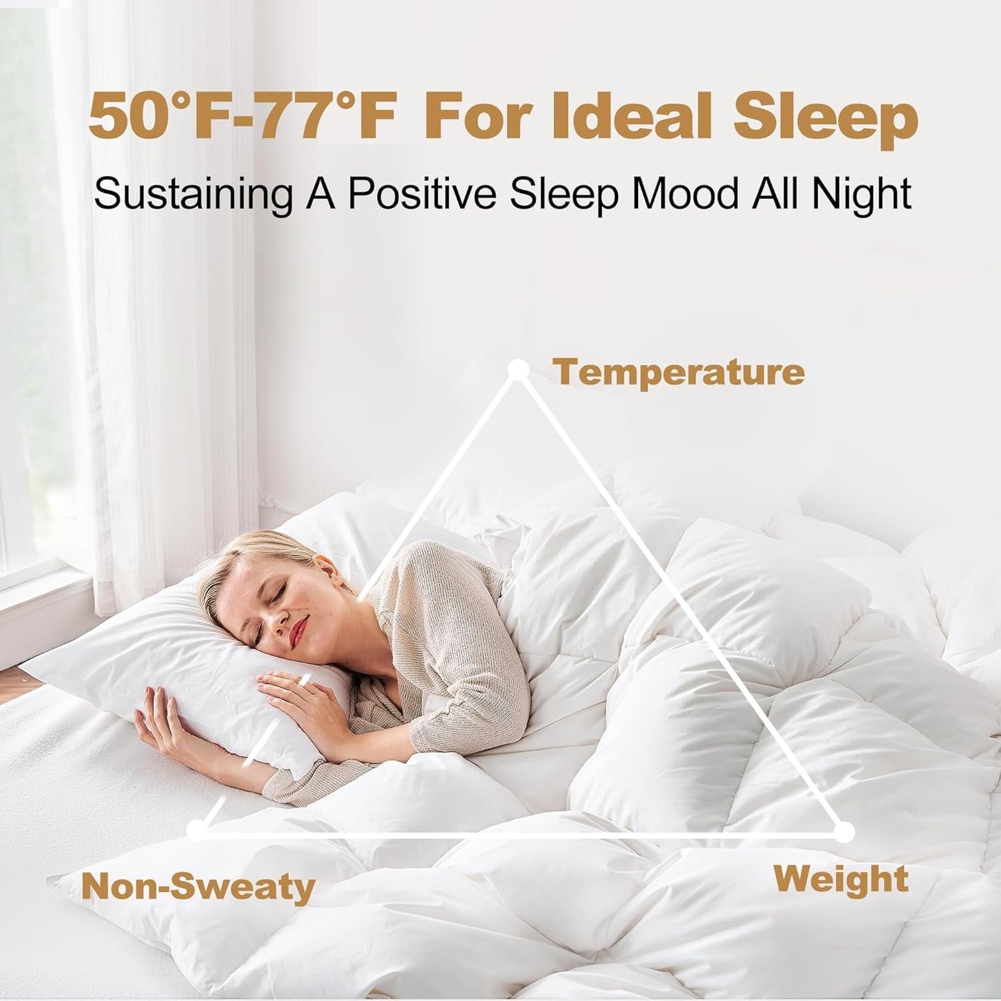 Downaero™ ganzendons dekbed voor kingsize bedden, 100% Egyptisch satijnkatoen, 900 vulkracht, gemiddelde warmte, alle seizoenen, White Naty Shop dekbedden en dekbedden
