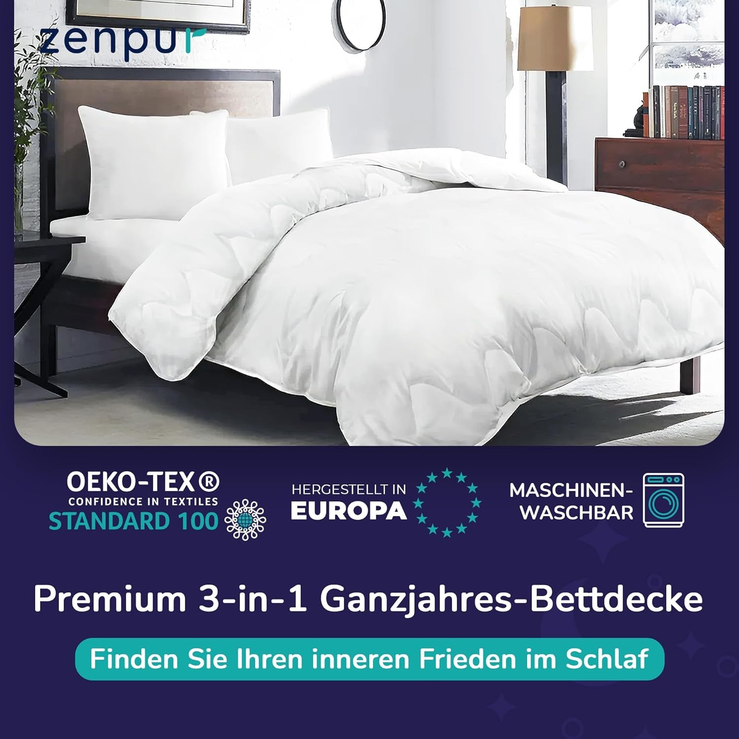 Premium dekbed 200X200Cm 4 seizoenen, dekbed voor alle seizoenen 200X200 - warm in de winter en koel in de zomer, 2 combineerbare dekbedovertrekken 200X200 Dekbedden en dekbedden Naty Shop
