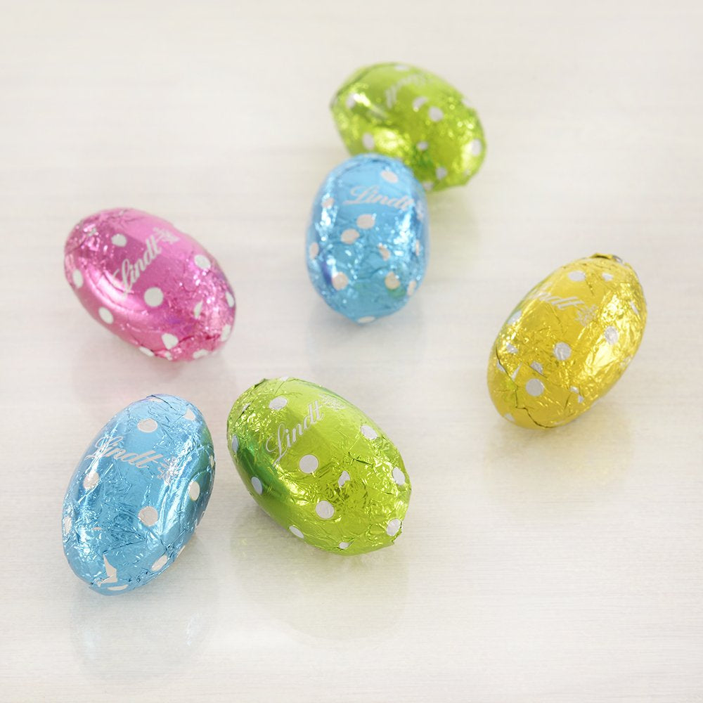 Kleine paasvriendjes met chocolade | 2 x 100 g mini-eieren met chocoladedecoratie en alpenmelk | 2 x 180 g zakjes | Premium melkchocolade-eieren, vrolijk en kleurrijk verpakt, in vier kleuren voor Pasen
