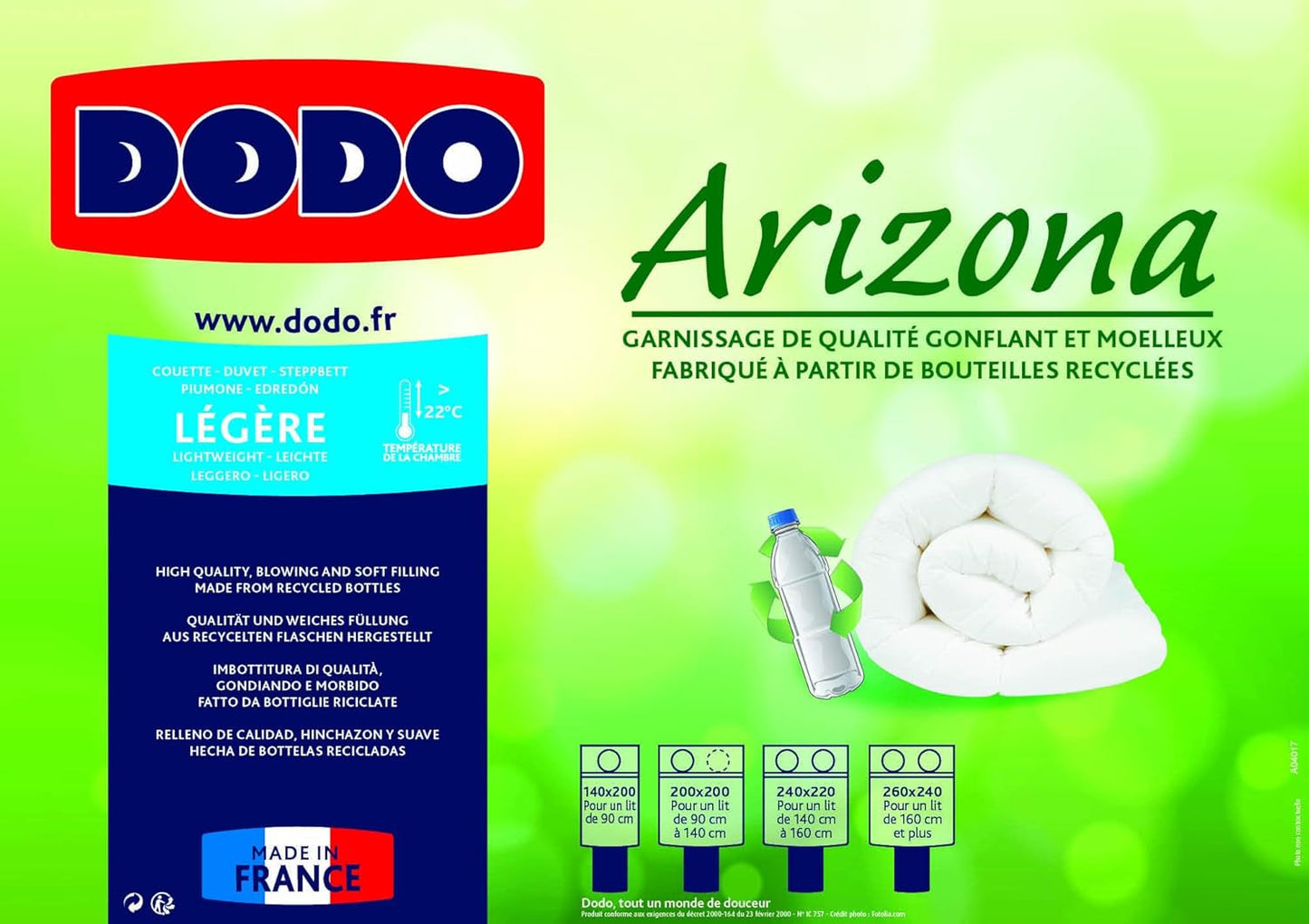 DODO Couette dekbed Arizona, licht, polyester, wit, 140/200 Dekbedden en dekbedden Naty Shop