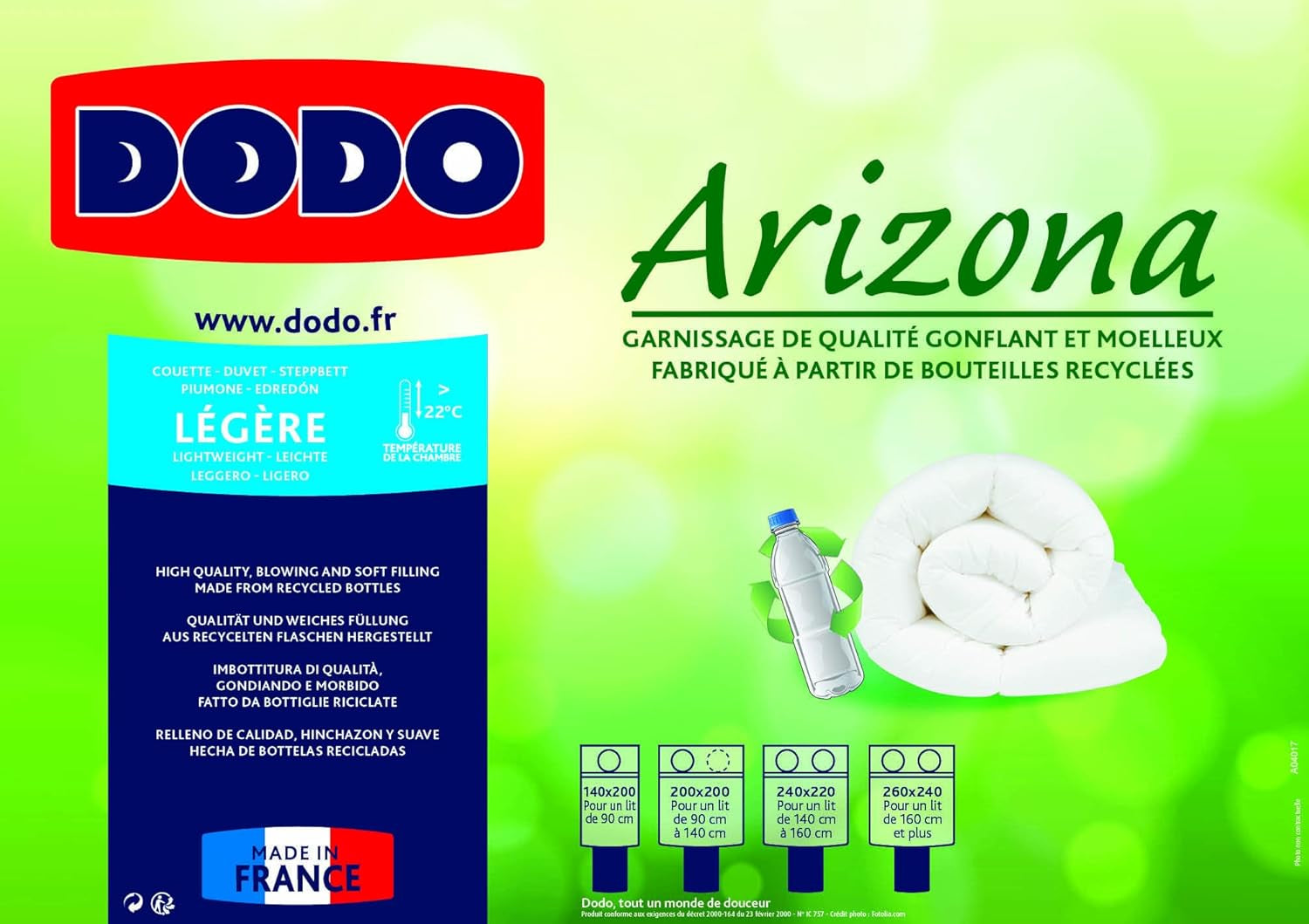 DODO Couette dekbed Arizona, licht, polyester, wit, 140/200 Dekbedden en dekbedden Naty Shop