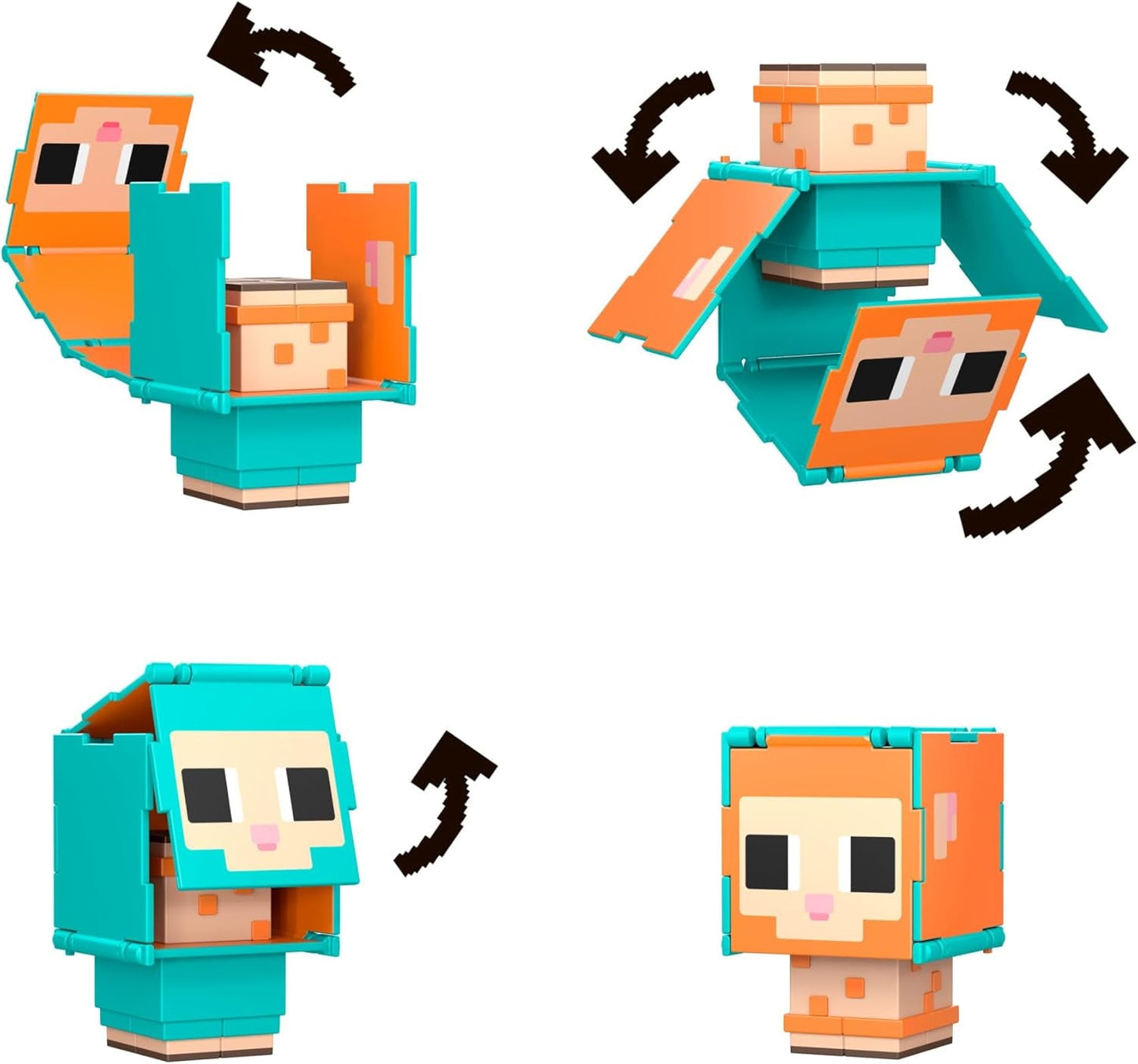 Mattel Minecraft Flippin' Figs Sheep and Chicken 2-pack met 2-in-1 speelfiguren, grote hoofden en pixelontwerp HXK17 actiefiguren Naty Shop