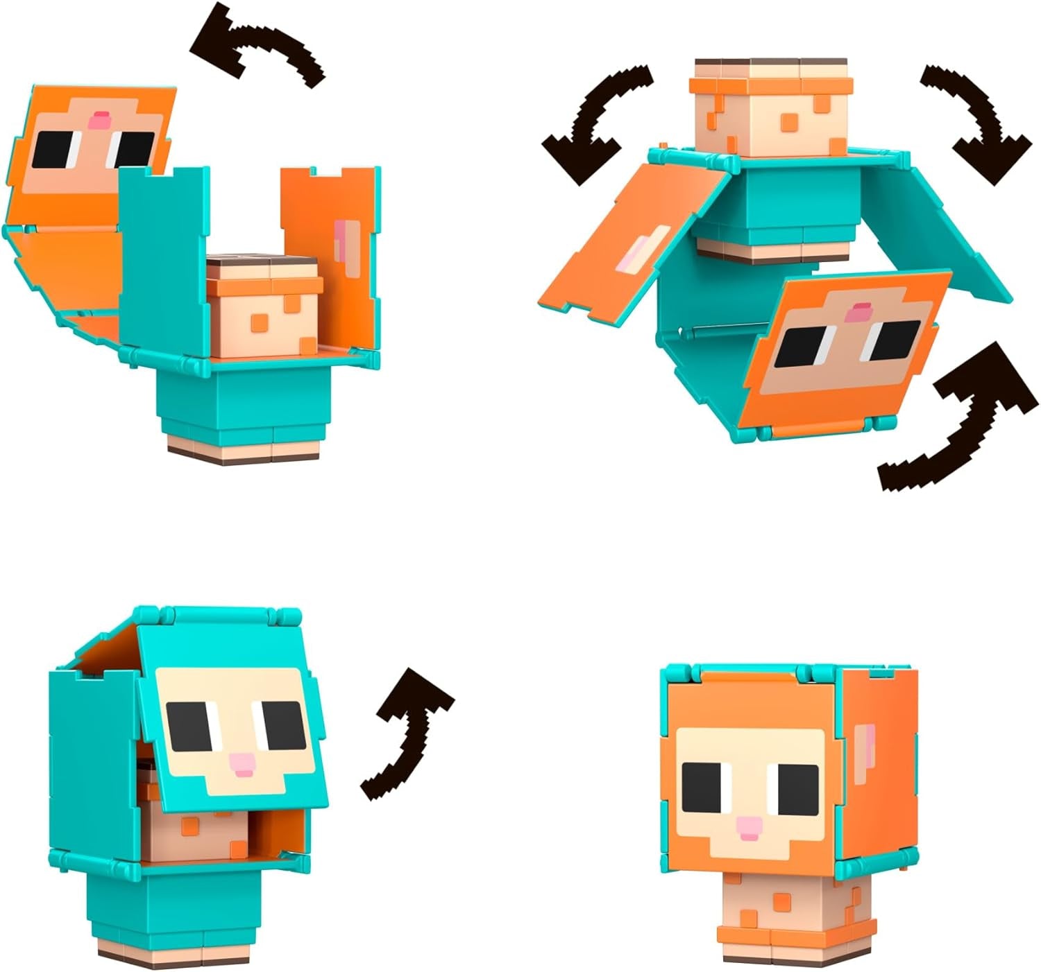 Mattel Minecraft Flippin' Figs Sheep and Chicken 2-pack met 2-in-1 speelfiguren, grote hoofden en pixelontwerp HXK17 actiefiguren Naty Shop