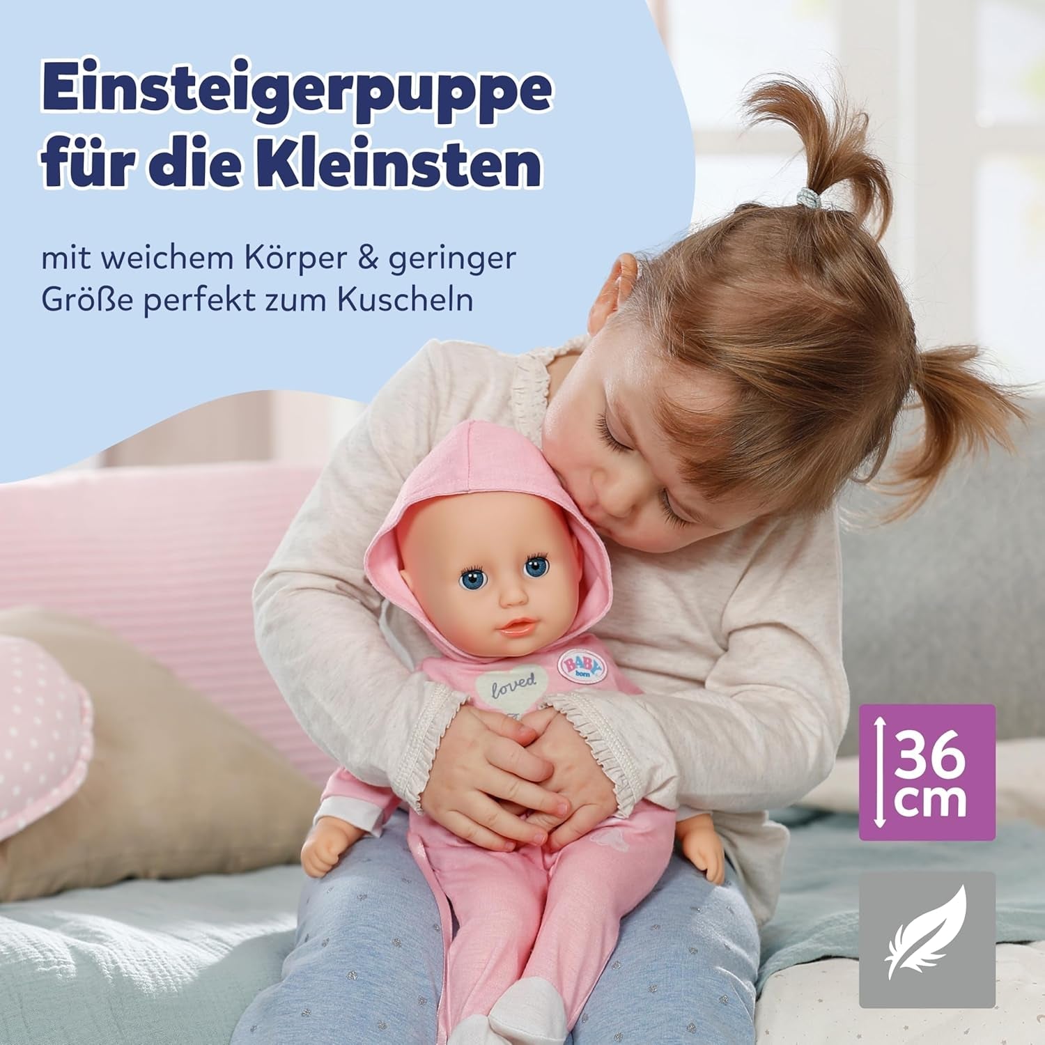 BABY Born Hannah Play with Me - Babypop met 5 functies - Lichaam van zacht materiaal inclusief accessoires - Pop van 36 cm - Werkt op batterijen - Geschikt voor kinderen vanaf 1 jaar