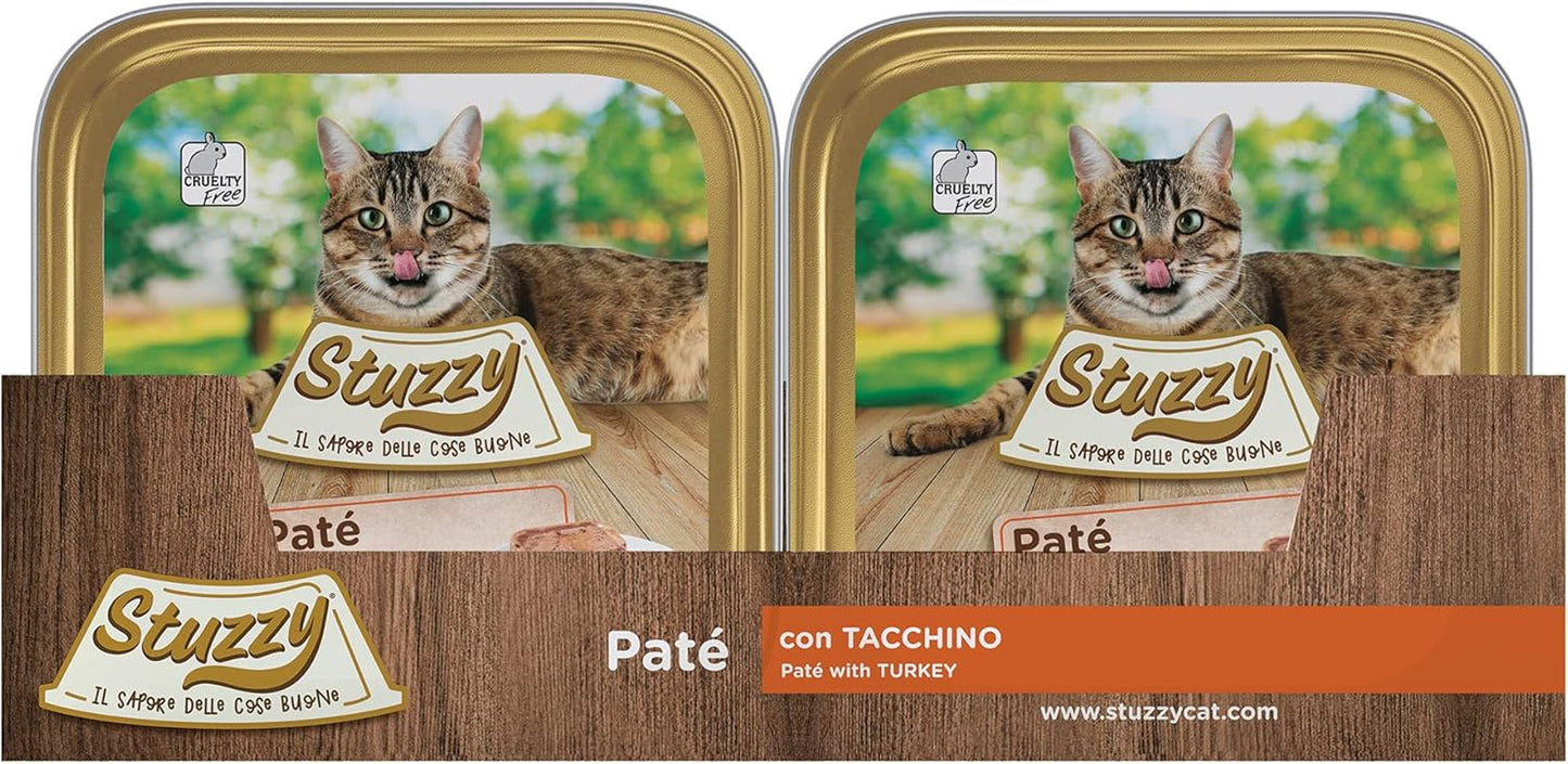 Mister Nassfutter für ausgewachsene Katzen, Turkije, Line Pastete und Fleisch in Stücken, totaal 3,2 kg (32 Becher x 100 g)