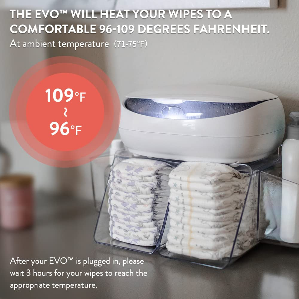 Prince Lionheart EVO Wipe Warmer voor baby Wegwerp vochtige doekjes met verwarmend nachtlampje Ever-Fresh-systeem (EU-adapters) 1 stuk (1 pak)