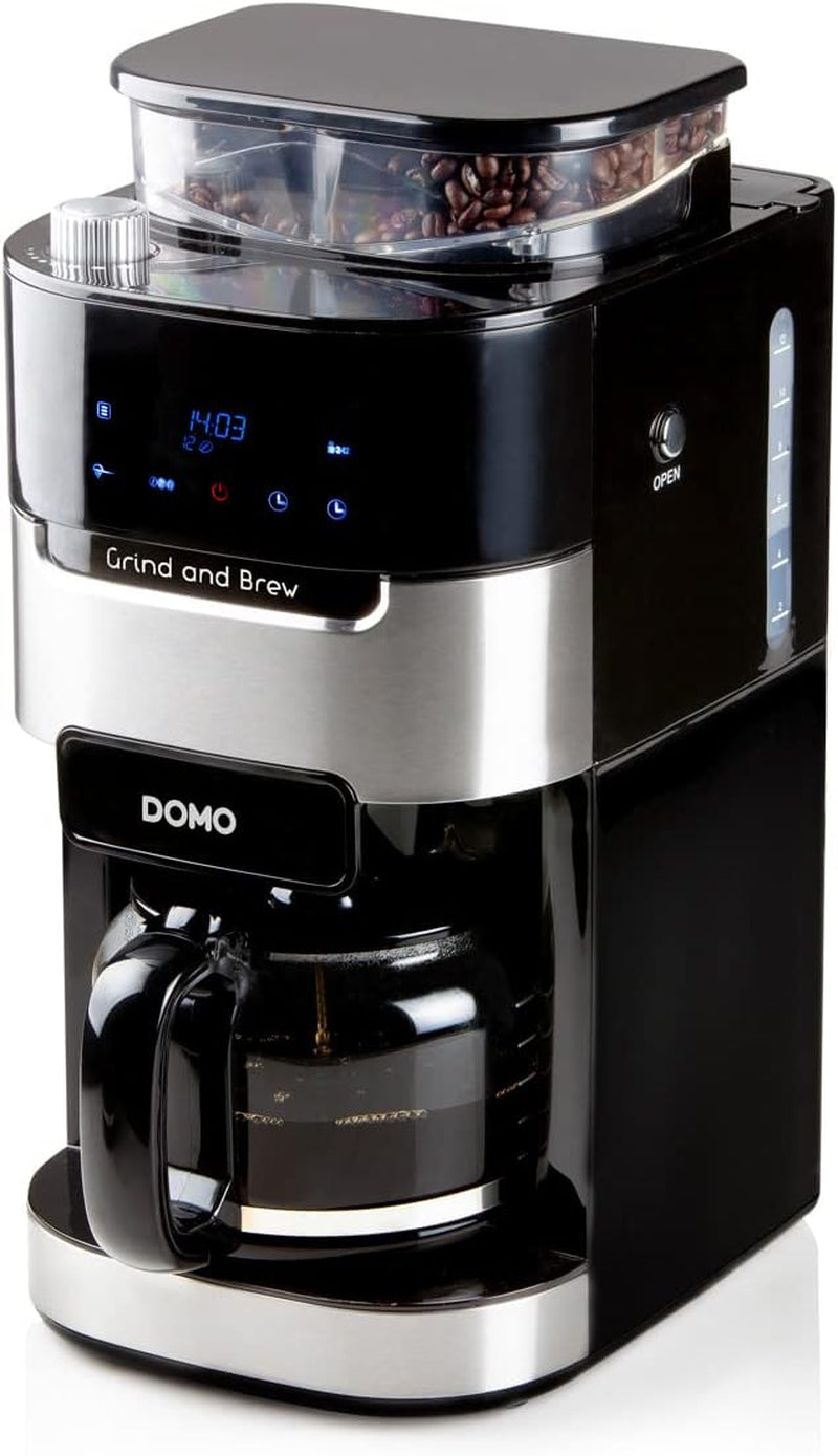 DOMO DO721K Espressomachine "Grind and Brew" - Bean-to-Cup-functie - LCD-display - Voor gemalen koffie of hele bonen - 1,5 L