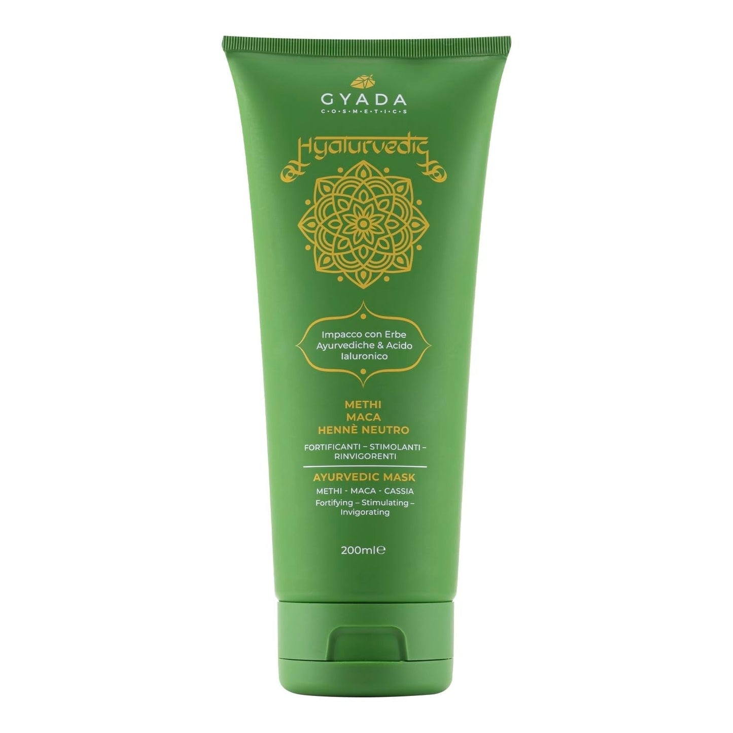 GYADA COSMETICS Hyalurvedisch versterkend Ayurvedisch kompres, professionele behandeling voor fijn en zwak haar, antikroezen met Methi, Maca, neutrale henna, 200 ml Naty Shop haarmasker Standaardtitel