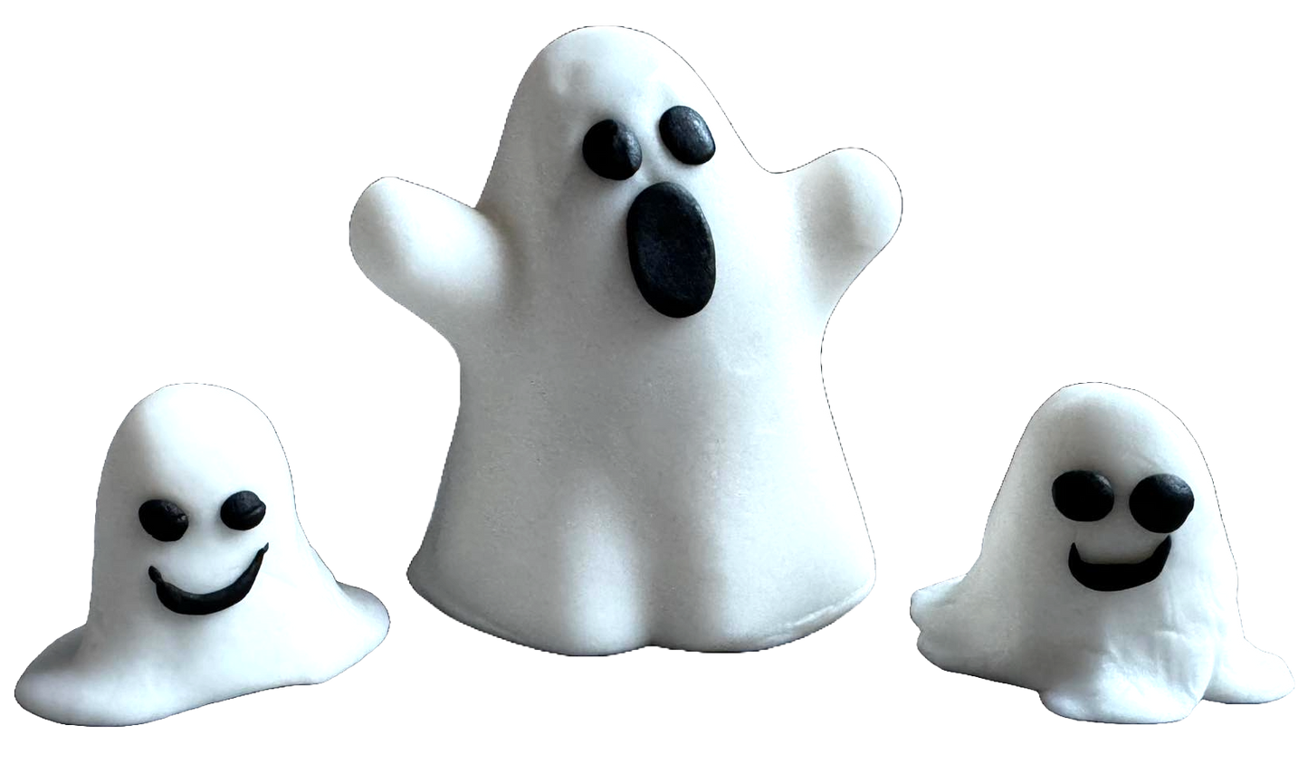 Set van 3 eetbare suikerpasta-decoraties, Halloween, Ghost Family Sugarpaste Decorations Naty Shop