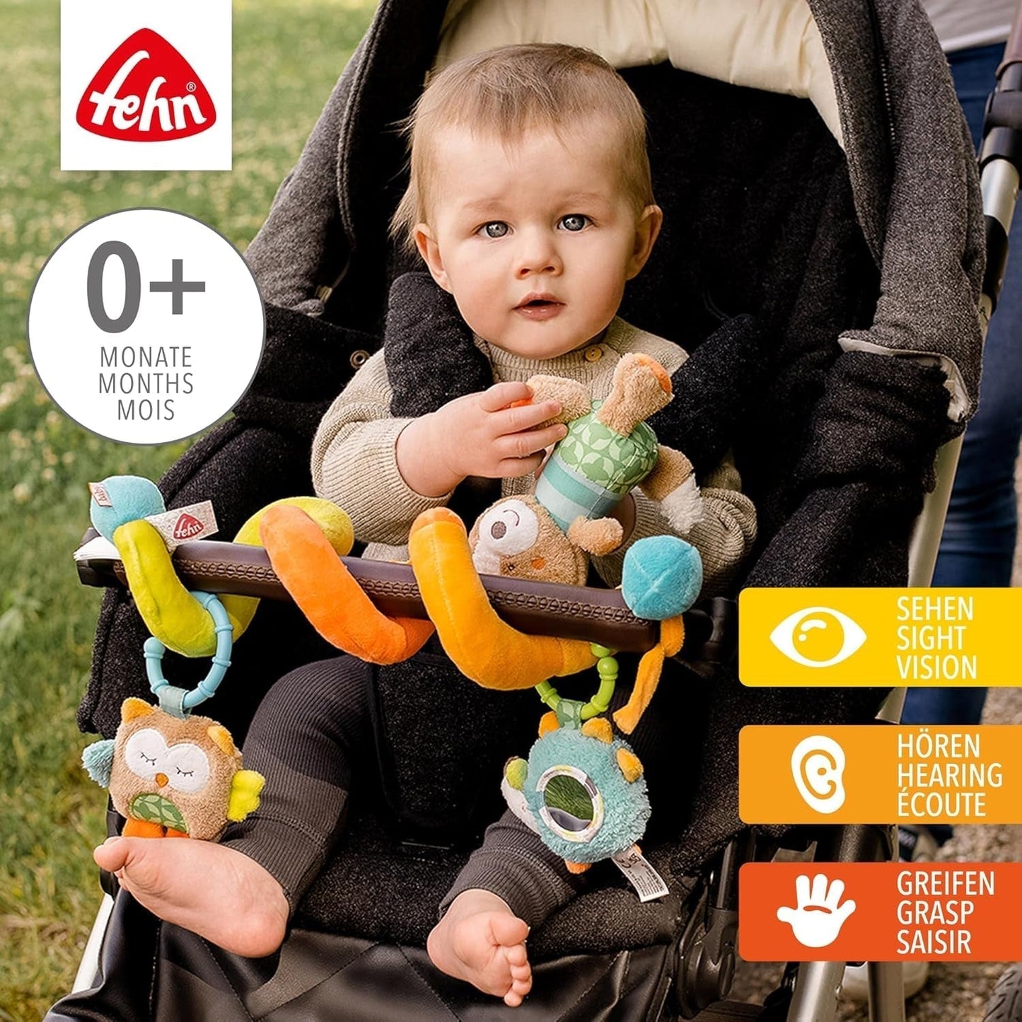Fehn Activity Spiral Sleeping Forest - kinderwagenspeelgoed aanraken en vasthouden - babyspeelgoed voor bed, box, kinderwagen en autostoel - motorisch speelgoed voor baby's en peuters vanaf 0+ maanden Babyspeelgoed Naty Shop