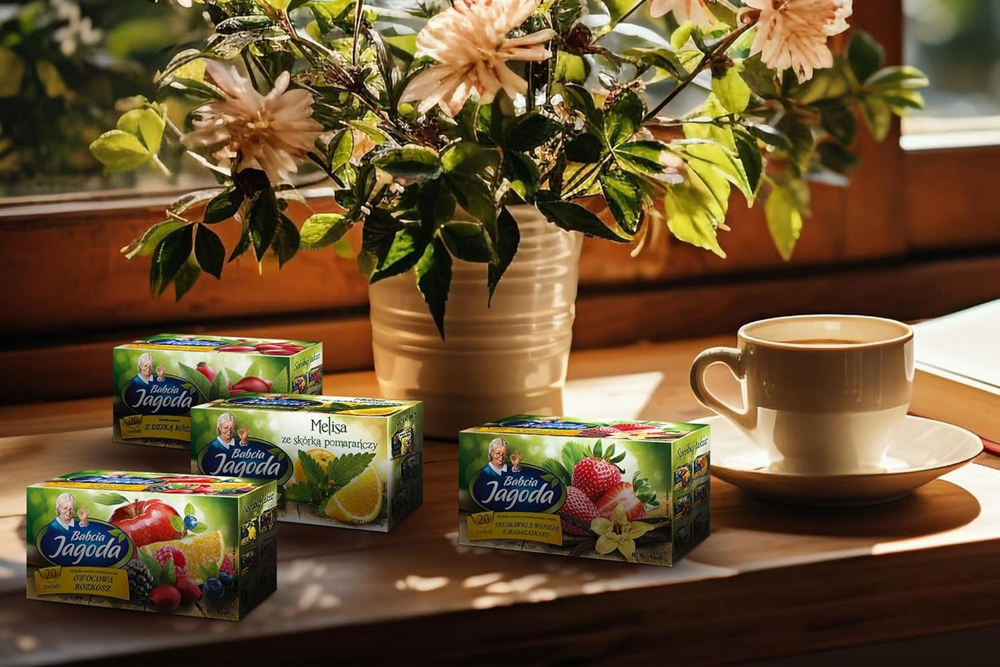 Babcia Jagoda - Vruchtenthee "Fruchtige Verführung" - 20 theezakjes - Met hibiscus, appel, appelbes, braam, rozenbottel, sinaasappelschil - Intense fruitsmaak, cafeïnevrij, vegan, natuurlijk, Cay - 40G