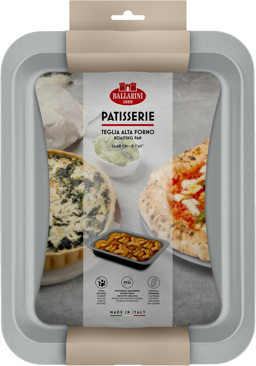 Ballarini, Bakvorm, diverse modellen Vormen en bakplaten Naty Shop Grijs Hoge ovenplaat 22 x 28 cm