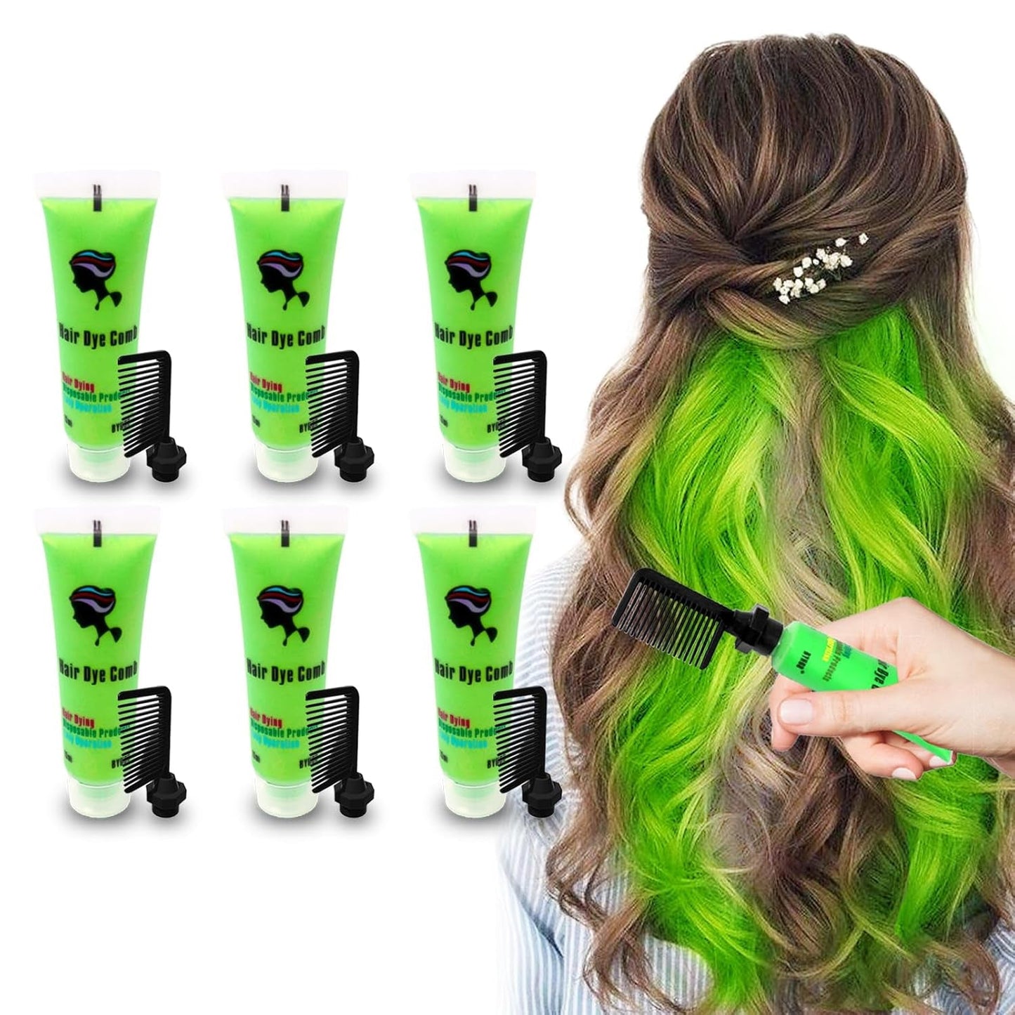 Byhoo 6PCS tijdelijke haarverf voor zwart haar, haarkrijt, wasbare haarverf, cadeau-idee voor meisjes, verjaardagscadeau voor tieners. Naty Shop 03 haarverf