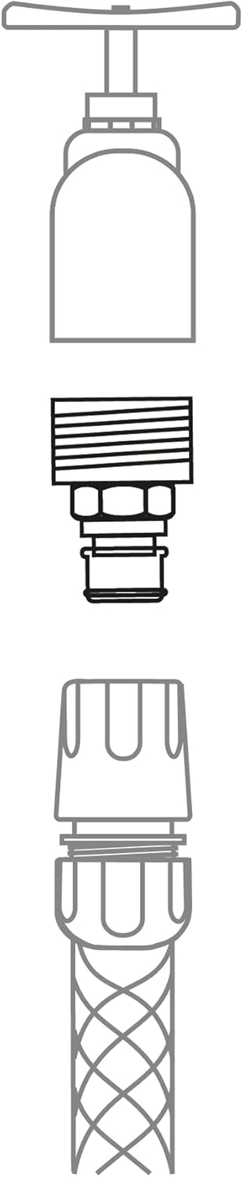 Amig - Mannelijke adapter voor 3/4 inch kraanaansluiting | Snel en eenvoudig aansluiten voor waterleidingen | Schroefdraadverbinding | ABS-kunststof en rubber | Grijs