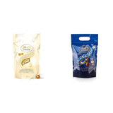 LINDOR witte chocoladebolletjes, 1 kg en LINDOR | Hersluitbare zak van 1 kg | ca. 80 melkchocoladebolletjes met muntvulling | Bulkverpakking, pralinegeschenk, chocoladegeschenk