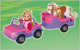Simba 105737460 - Evi Love Evi Paardenkar met roze jeep, paars paard en pony hanger, verkleedpop, 12 cm, voor kinderen vanaf 3 jaar Poppen Naty Shop