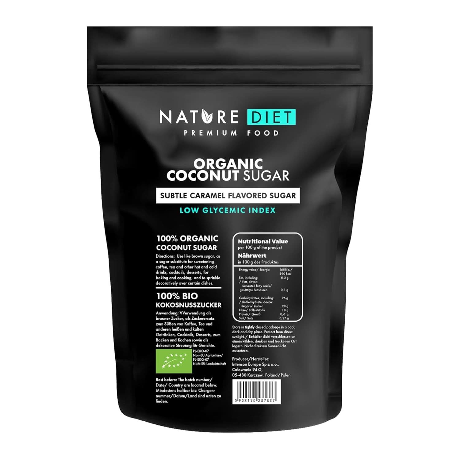 Biologische kokossuiker, karamelsmaak, 1,5 Kg Zoetstoffen Naty Shop
