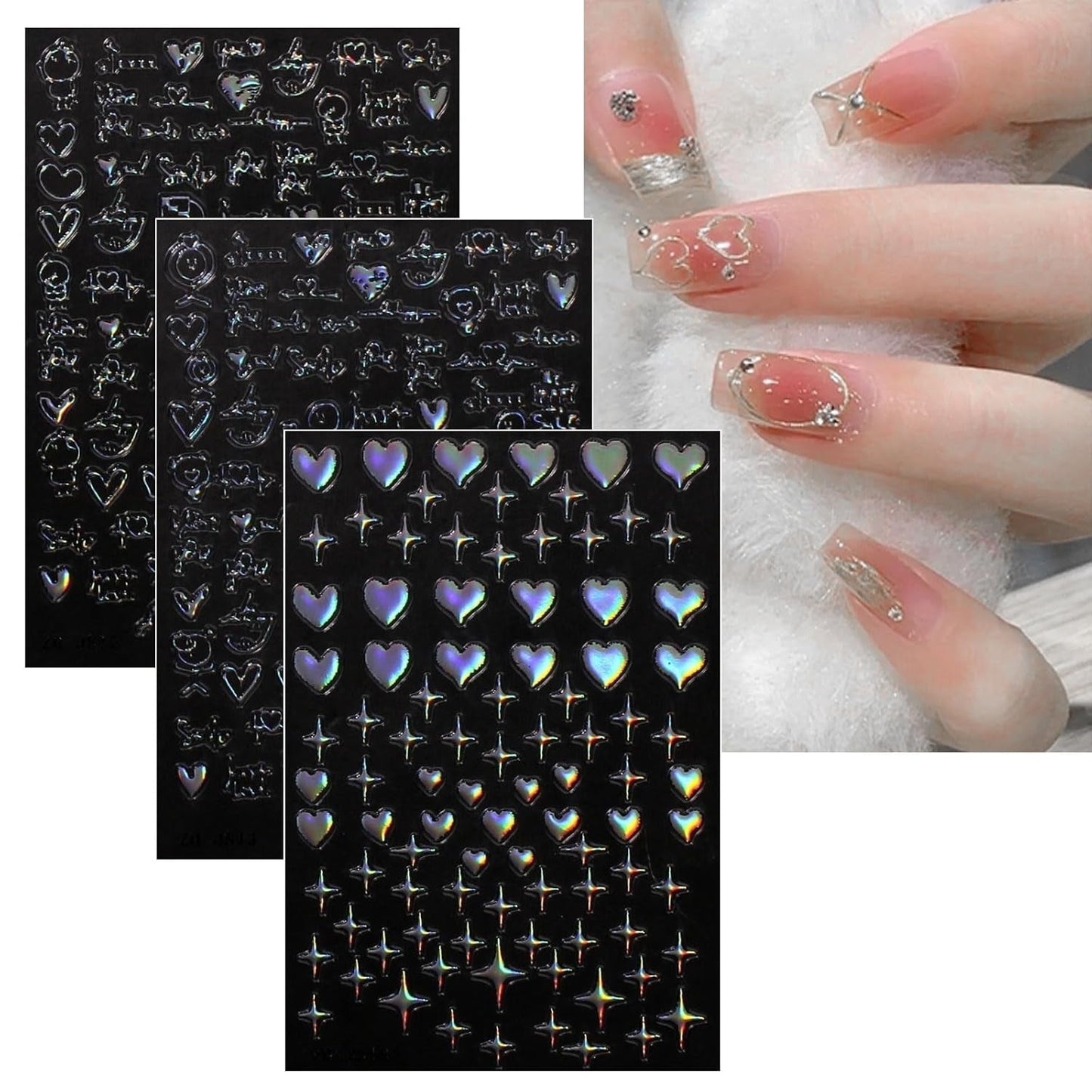 Jmeowio Nagelsticker Aurora Geometrisch 12 Blatt Nail Art Sticker Selbstklebend Nagelaufkleber Bunt Decoratie Nageldesign Zubehör
