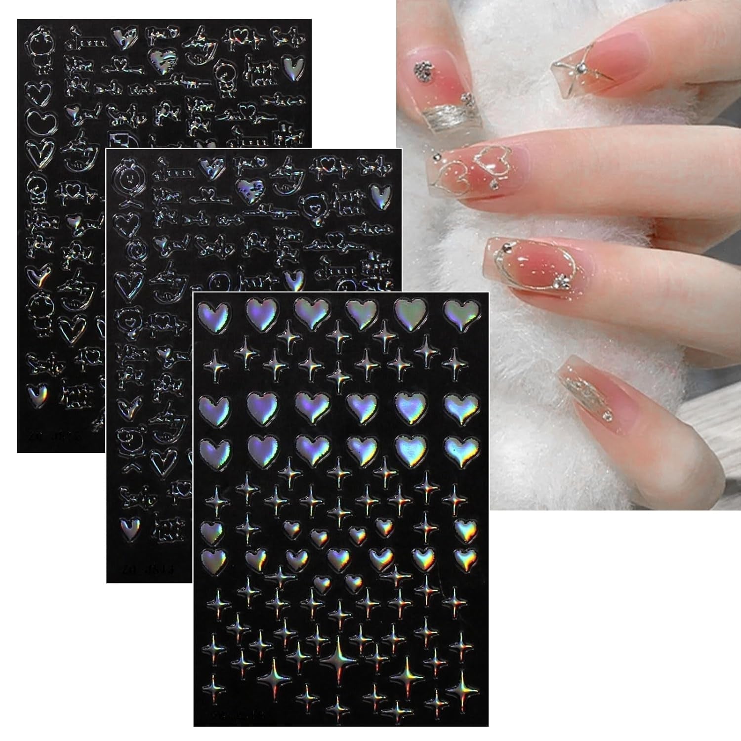 Jmeowio Nagelsticker Aurora Geometrisch 12 Blatt Nail Art Sticker Selbstklebend Nagelaufkleber Bunt Decoratie Nageldesign Zubehör