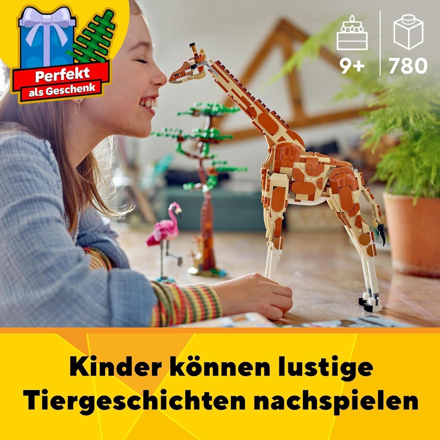 LEGO Creator 3In1 Dierensafari, creatieve set met dierenfiguren, 3 bouwopties: Speelgoedgiraffe, gazelle en leeuw, speelgoeddieren voor meisjes en jongens, natuurlijk cadeau voor kinderen vanaf 9 jaar 31150 Bouwsets Beuche den LEGO-Store