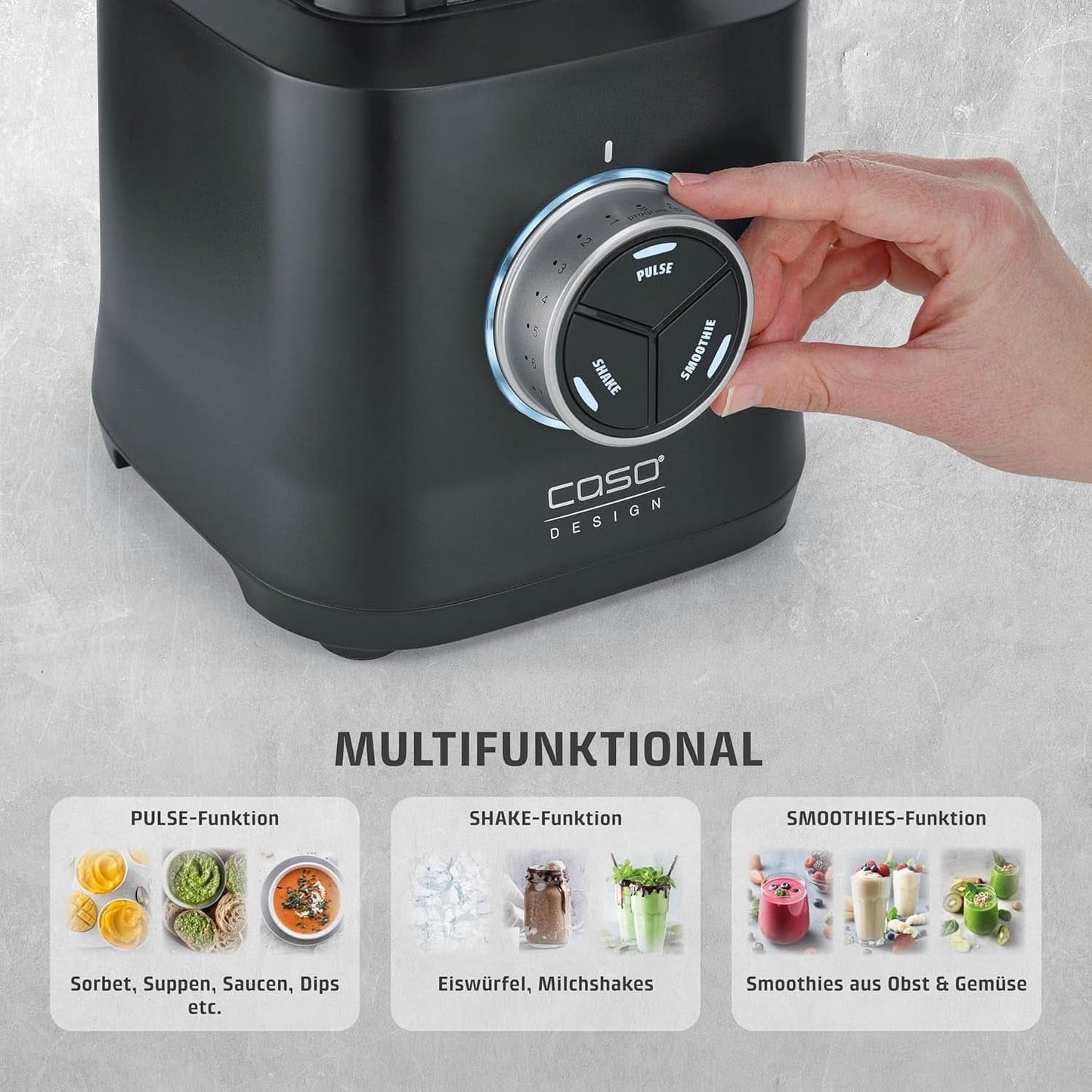 CASO Powerblender B 2000 - Profi Standmixer, 30.000 U/Min, 2000 Watt, Bruchsicherer Tritan-Mixbehälter (2 L), Bpa-vrij, Pulse-, Shake-, Smoothie-Funktion, 8-Fach Messer-System Mit Titanbeschichtung Kitchen Naty Shop