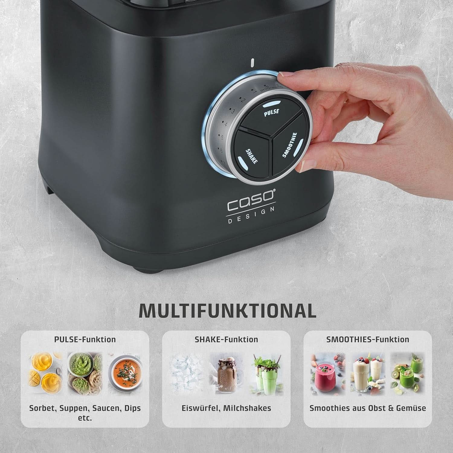 CASO Powerblender B 2000 - Profi Standmixer, 30.000 U/Min, 2000 Watt, Bruchsicherer Tritan-Mixbehälter (2 L), Bpa-vrij, Pulse-, Shake-, Smoothie-Funktion, 8-Fach Messer-System Mit Titanbeschichtung Kitchen Naty Shop