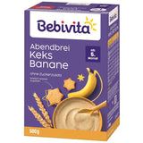 Avondpap met koekjes en bananen (4x500g), melkpap vanaf 5 maanden, zonder toegevoegde suiker, met waardevolle mineralen en vitamines, zeer vullend