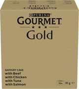 Natvoer voor katten Gourmet Gold Refined Ragout, geassorteerde mix, verpakking van 96 (96 x 85 g)