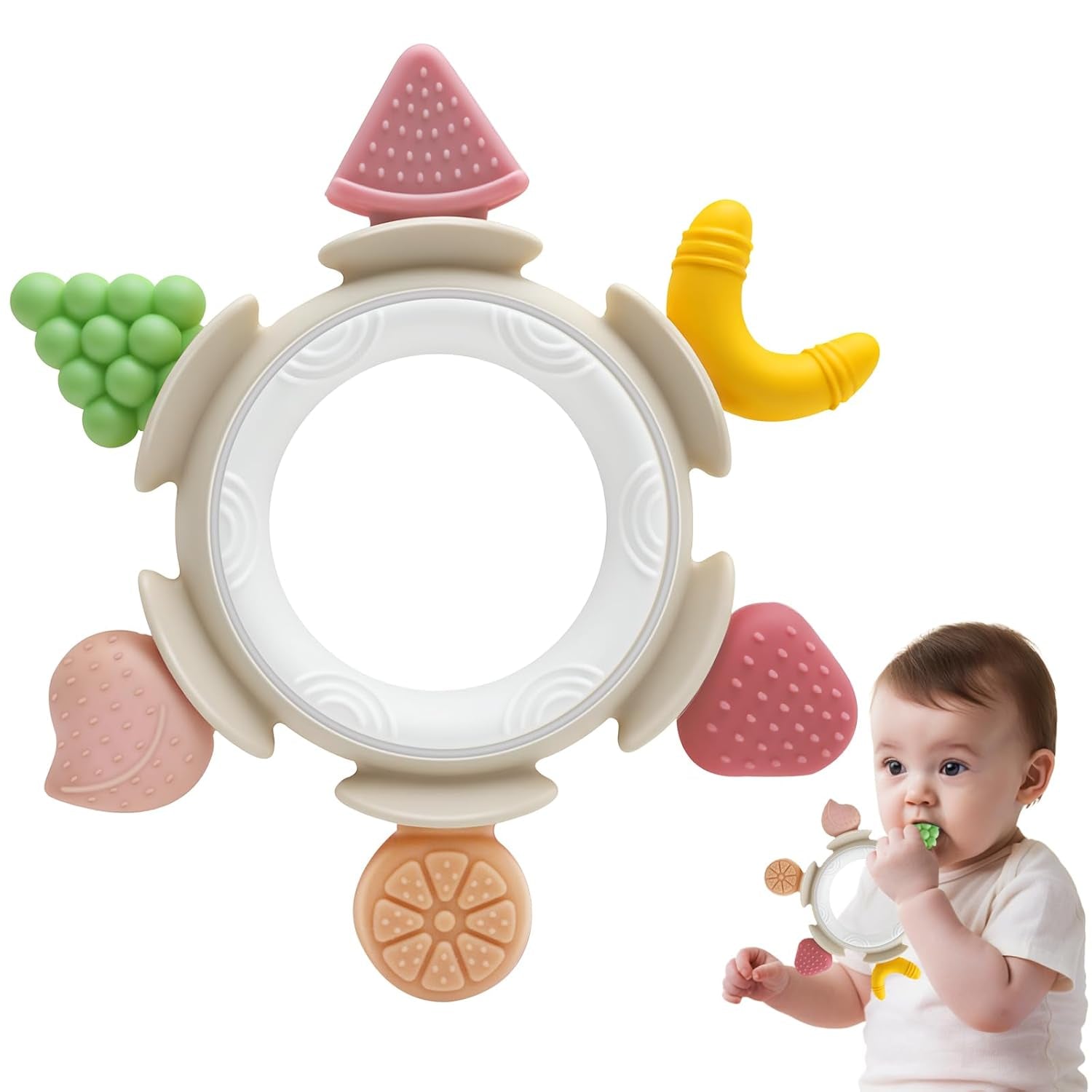 Baby Bijtring Zintuiglijk Speelgoed voor 0 3 6 7 8 9 10 12 Maanden Baby Tandjeshulpmiddel voor pasgeborenen 3 6 12 18 Maanden Jongens Meisjes Paascadeaus voor Babyshower Feest Bruin