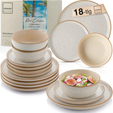 SÄNGER Rio Creme | 18-delige aardewerken serviesset voor 6 personen, inclusief 6 dinerborden, 6 dessertborden en 6 kommen | DE WAARDE-COLLECTIE