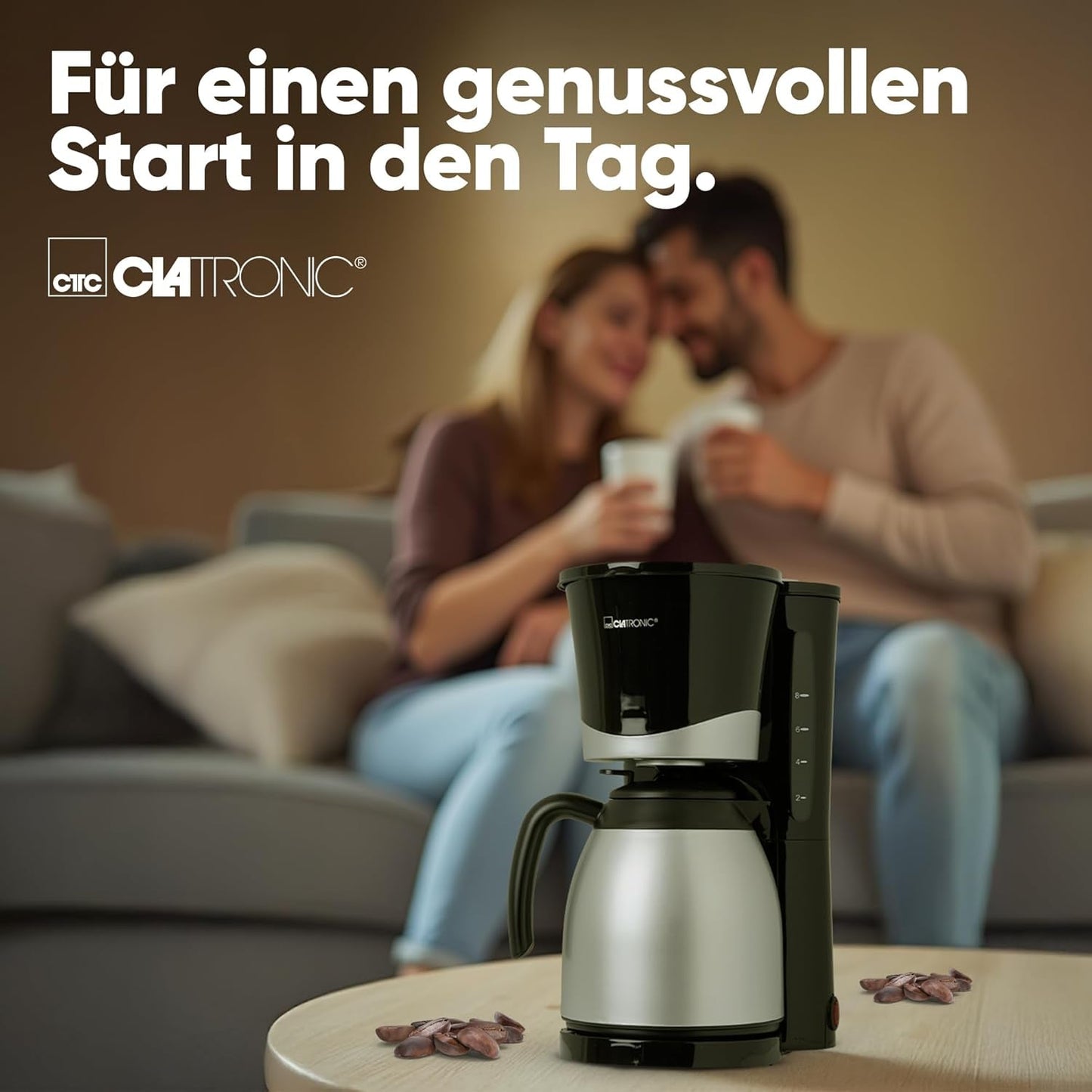 Clatronic® koffiezetapparaat met thermoskan | voor 8-10 koppen koffie | zonder temperatuurverlies | koffiezetapparaat met filter | 1 liter | Espresso | Filterkoffiezetapparaat met thermoskan | KA 3327 zwart