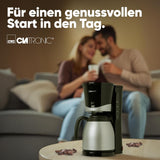 Clatronic® koffiezetapparaat met thermoskan | voor 8-10 koppen koffie | zonder temperatuurverlies | koffiezetapparaat met filter | 1 liter | Espresso | Filterkoffiezetapparaat met thermoskan | KA 3327 zwart