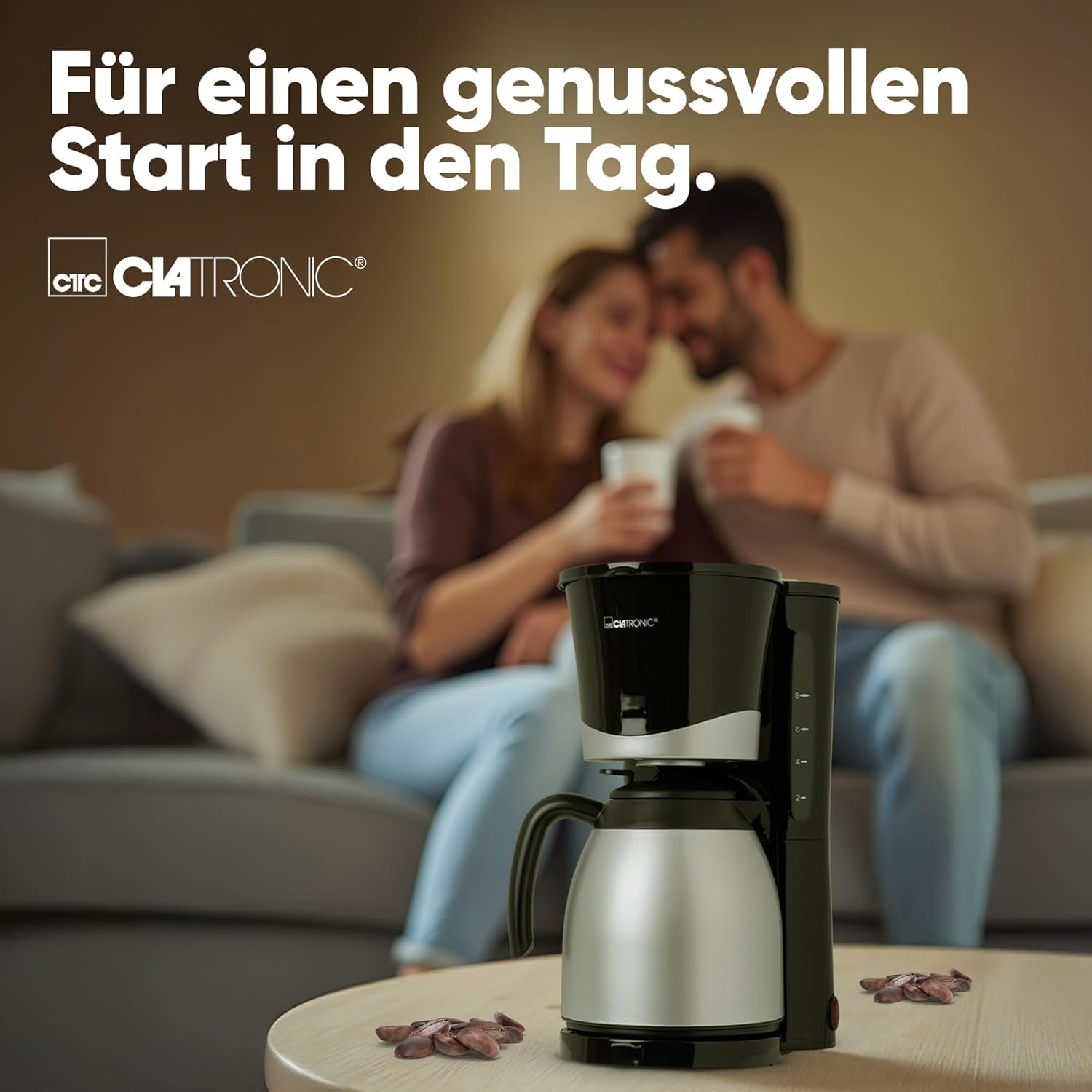 Clatronic® koffiezetapparaat met thermoskan | voor 8-10 koppen koffie | zonder temperatuurverlies | koffiezetapparaat met filter | 1 liter | Espresso | Filterkoffiezetapparaat met thermoskan | KA 3327 zwart