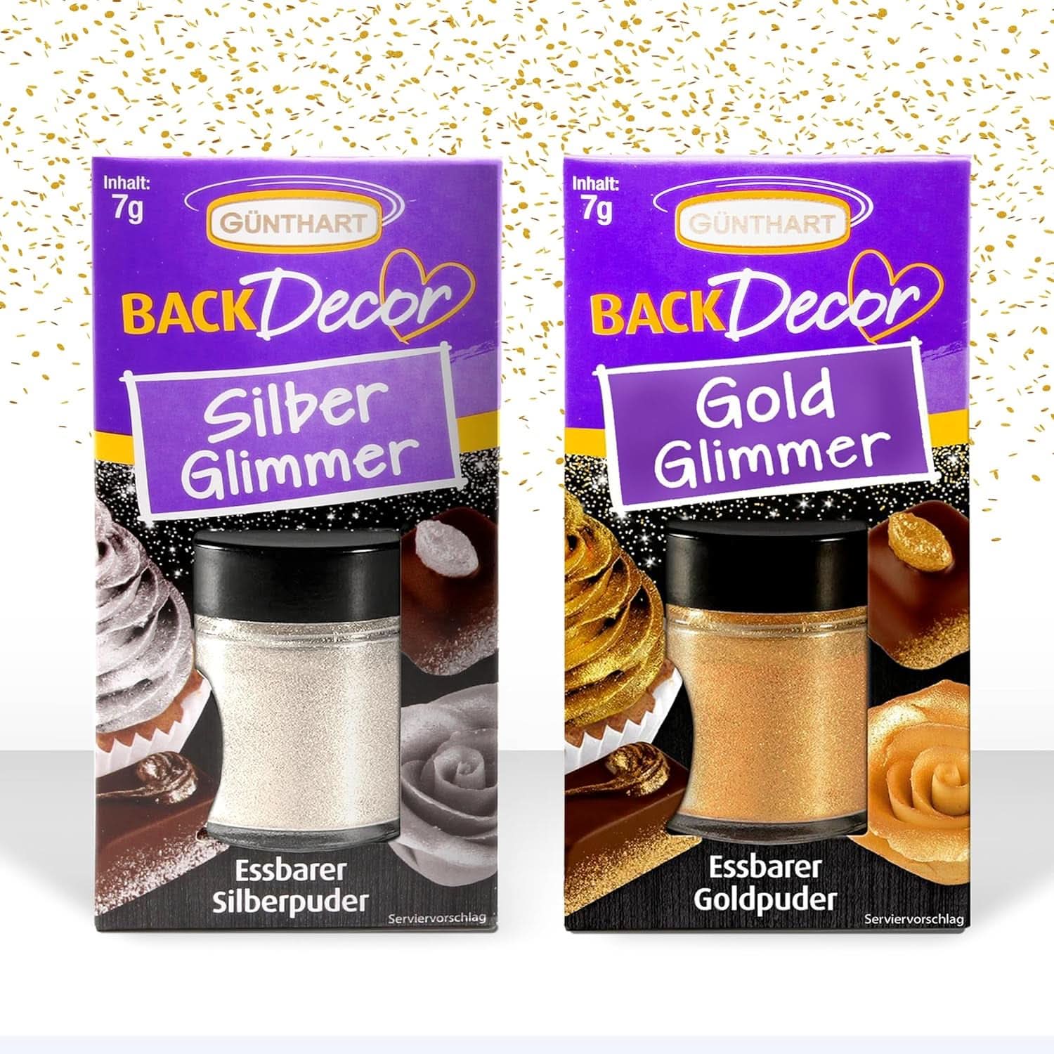 Günthart glitter, poeder, goud en zilver, set 2 x 7 gram Naty Shop