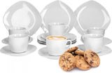 Van Well Lilli Koffieservies voor 12, 36-delige vierkante witte porseleinen serviesset met gebogen randen voor een perfect gerangschikte salontafel - Vaatwasmachinebestendig