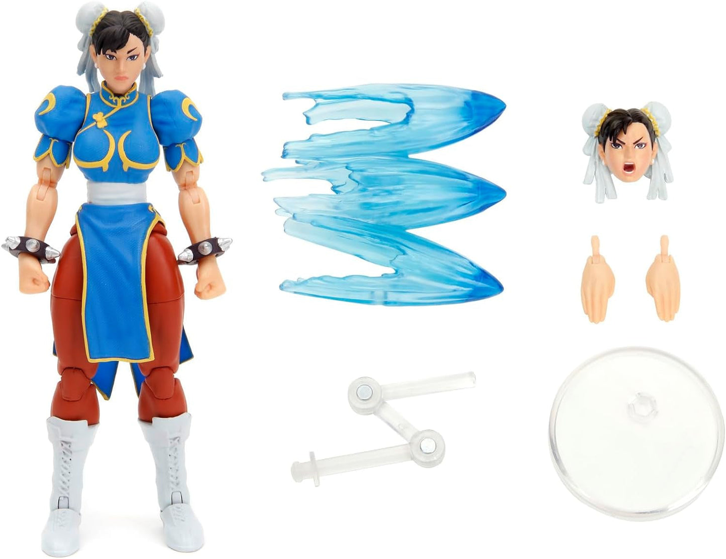 Jada Toys Street Fighter Figuur Guile (15 Cm) - Street Fighter 2: The Final Challengers Verzamelbare beweegbare actiefiguur met afwisselend hoofd, handen en accessoires, leeftijd 13+ Actiefiguren Naty Shop Chun-Li