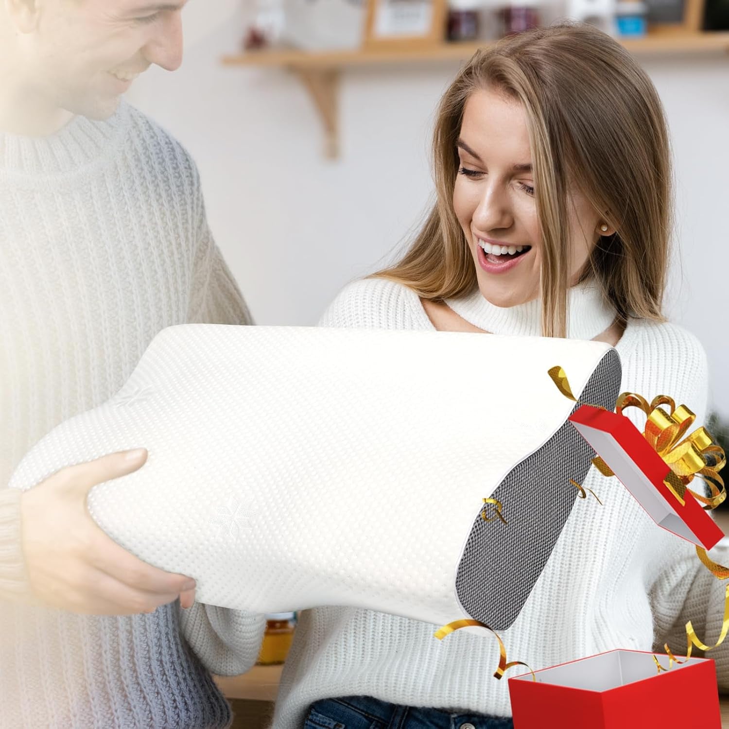PHYSEN Orthopedisch kussen Nekkussen, neksteunkussen, traagschuimkussen, ergonomisch nekpijnkussen Slaapkussen Anti-snurkkussen voor zijkanten, rug en buik (62 * 34 * 11,6,5 cm) Cervicale orthopedische kussens Naty Shop