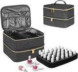 Nail Lacquer Organizer Tasche, Doppelschicht Nail Lacquer Storage Box, Organizer Koffer Für Nageldesign Kosmetiktasche Für 30 Flaschen Neonail Base (15Ml-0.5 Fl.Oz) & 1 nagellamp (zwart)