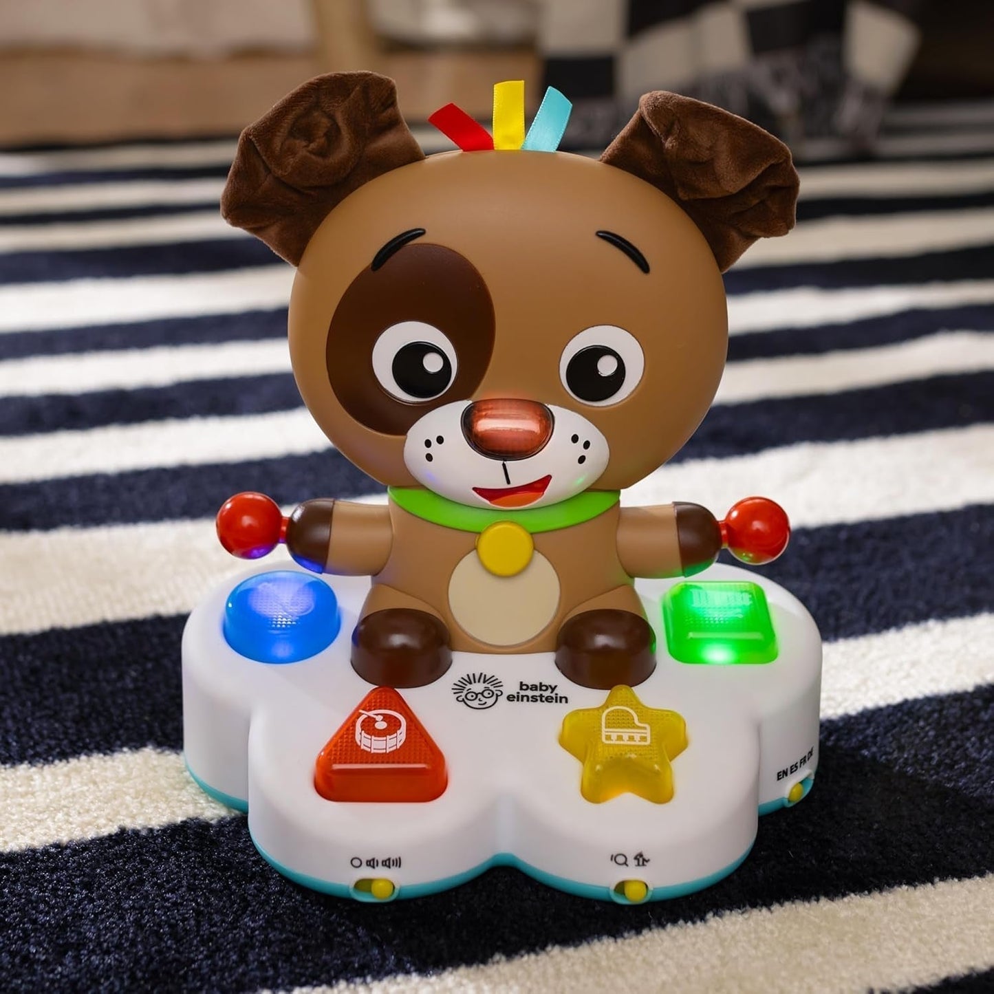 Baby Einstein, Drum & Learn Dean Muzikaal leerspeelgoed - Multisensorisch babyspeelgoed, 2 speelmodi, kleuren, vormen en instrumenten, 50+ geluiden, vanaf 6 maanden Babyspeelgoed Naty Shop
