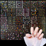 3D Nagelsticker Aurora 30 Blatt Gold Nail Art Sticker Selbstklebend Nagelaufkleber Holografisches Stern Herz Decoratie Nageldesign Zubehör